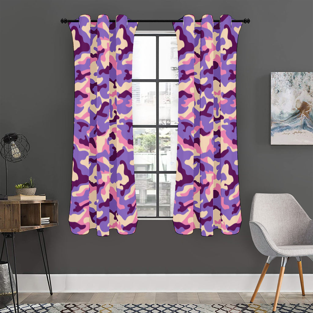 Pastel Purple Camouflage Print Curtain