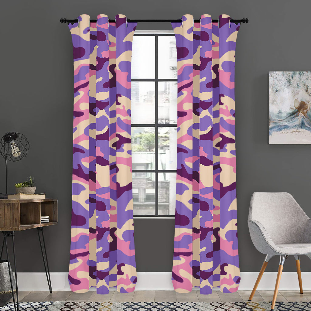 Pastel Purple Camouflage Print Curtain