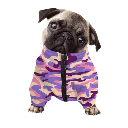 Pastel Purple Camouflage Print Dog Zip Up Jacket