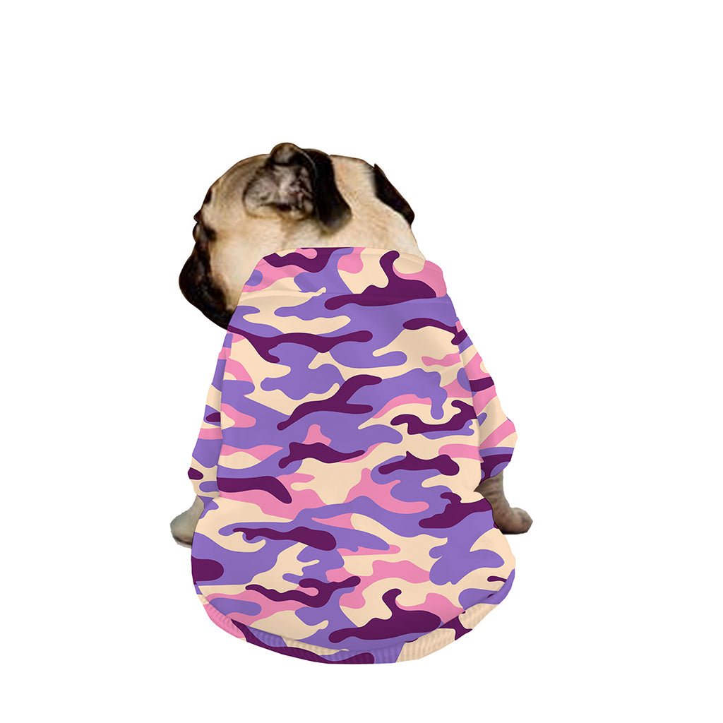 Pastel Purple Camouflage Print Dog Zip Up Jacket