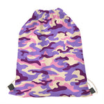 Pastel Purple Camouflage Print Drawstring Bag