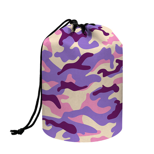 Pastel Purple Camouflage Print Drawstring Makeup Bag