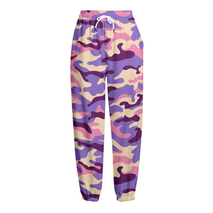Pastel Purple Camouflage Print Fleece Lined Knit Pants