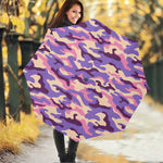 Pastel Purple Camouflage Print Foldable Umbrella