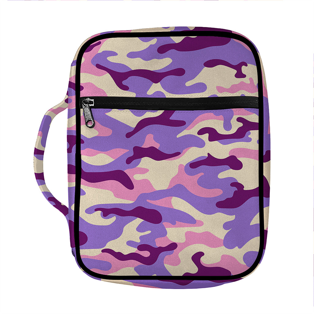 Pastel Purple Camouflage Print Front Pocket Bible Bag
