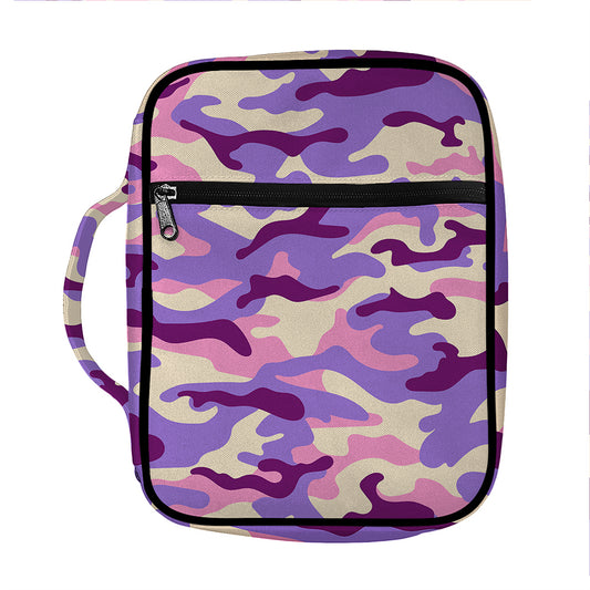 Pastel Purple Camouflage Print Front Pocket Bible Bag