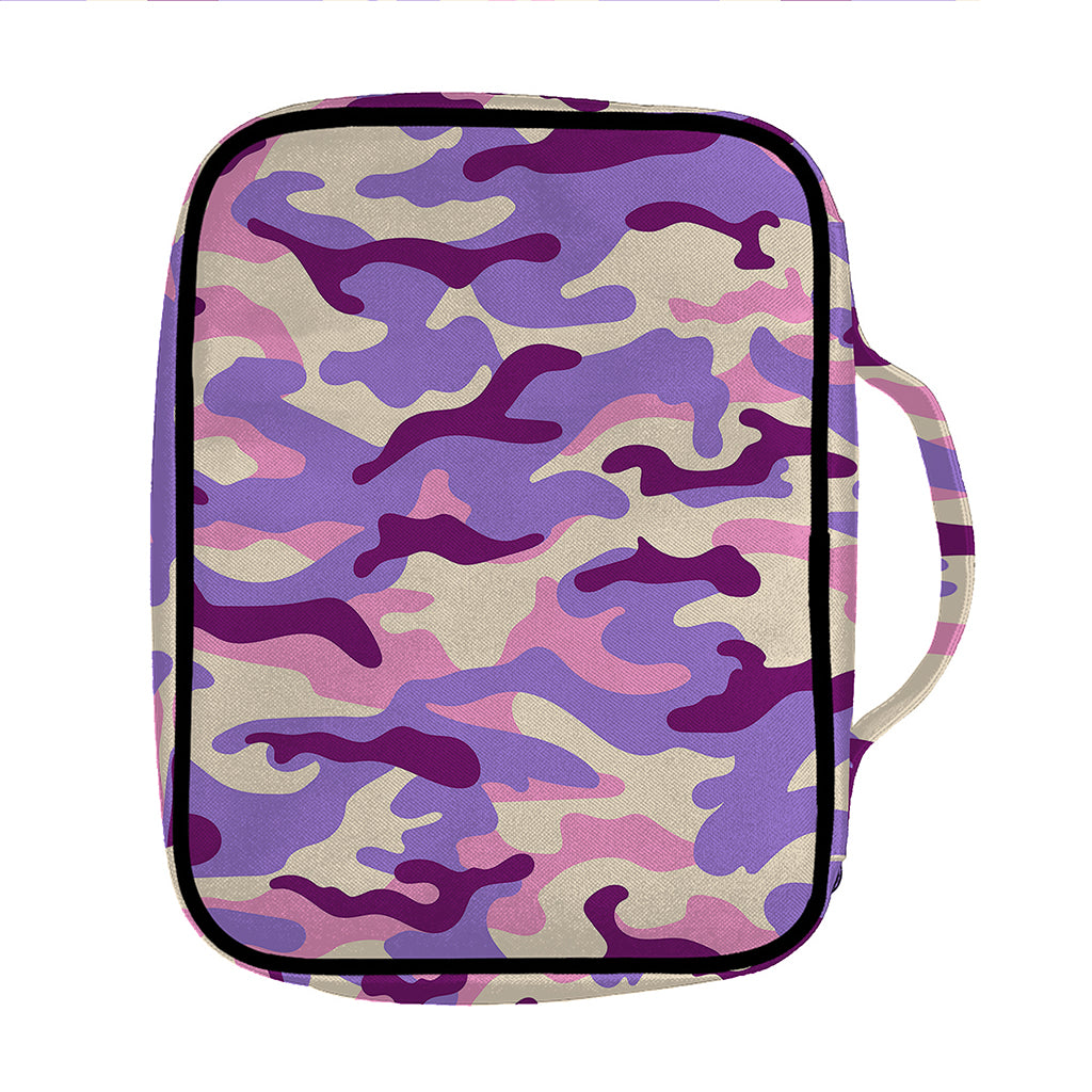 Pastel Purple Camouflage Print Front Pocket Bible Bag