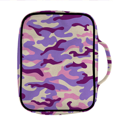 Pastel Purple Camouflage Print Front Pocket Bible Bag