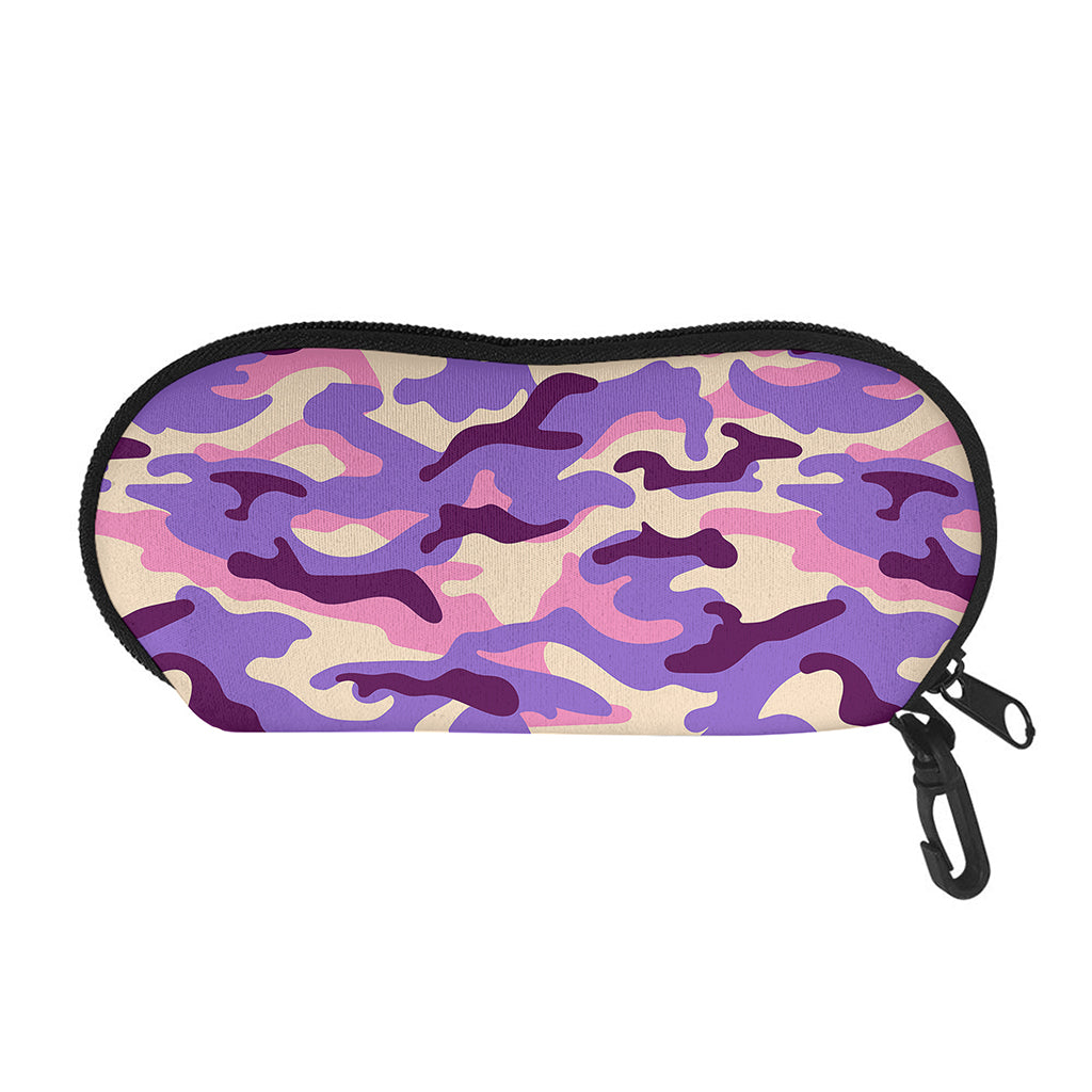 Pastel Purple Camouflage Print Glasses Case