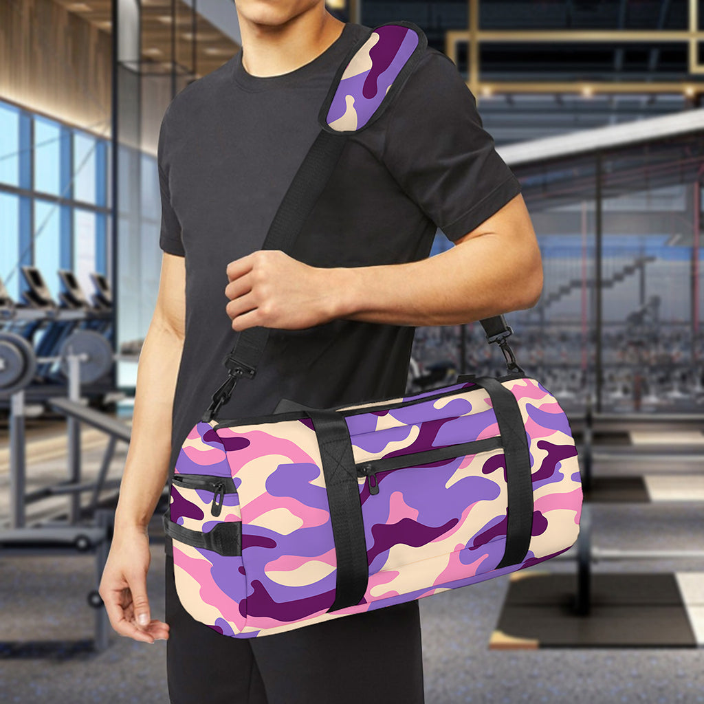 Pastel Purple Camouflage Print Gym Bag
