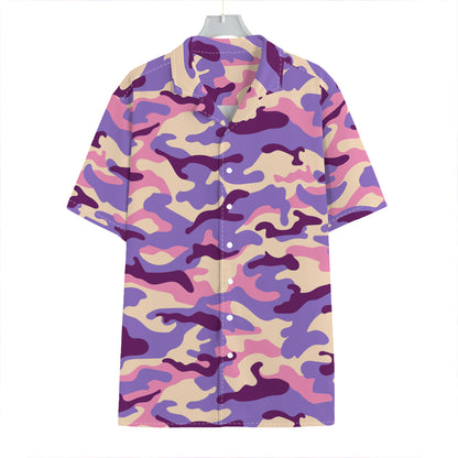 Pastel Purple Camouflage Print Hawaiian Shirt
