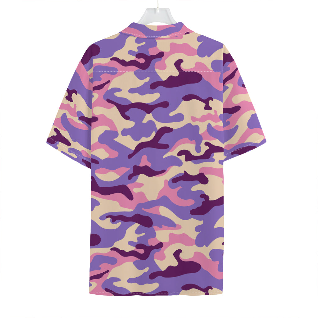 Pastel Purple Camouflage Print Hawaiian Shirt