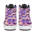 Pastel Purple Camouflage Print High Top Leather Sneakers
