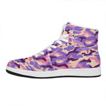 Pastel Purple Camouflage Print High Top Leather Sneakers