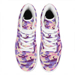 Pastel Purple Camouflage Print High Top Leather Sneakers