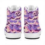 Pastel Purple Camouflage Print High Top Leather Sneakers