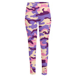 Pastel Purple Camouflage Print High-Waisted Pocket Leggings