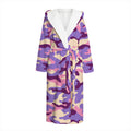Pastel Purple Camouflage Print Hooded Bathrobe
