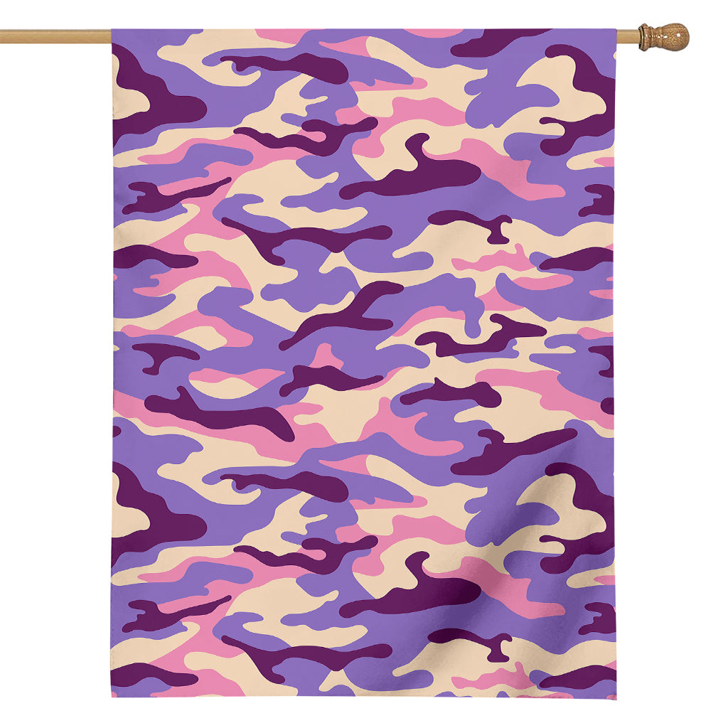 Pastel Purple Camouflage Print House Flag