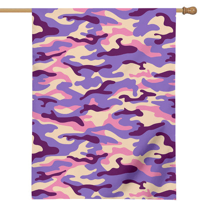 Pastel Purple Camouflage Print House Flag