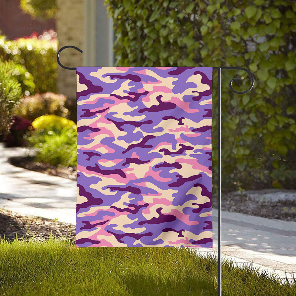 Pastel Purple Camouflage Print House Flag
