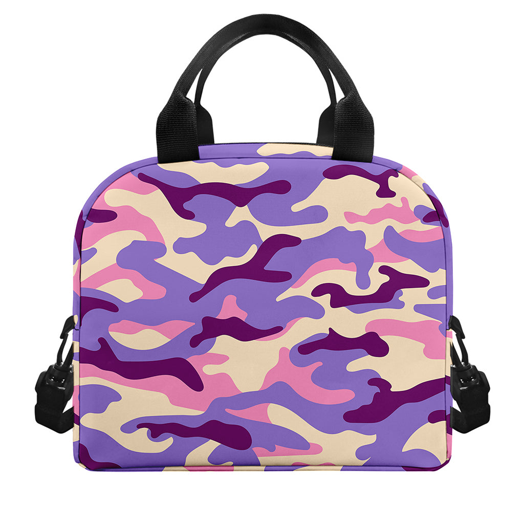 Pastel Purple Camouflage Print Insulated Lunch Bag