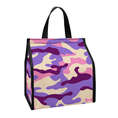 Pastel Purple Camouflage Print Insulated Lunch Tote