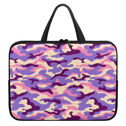 Pastel Purple Camouflage Print Laptop Sleeve With Handle