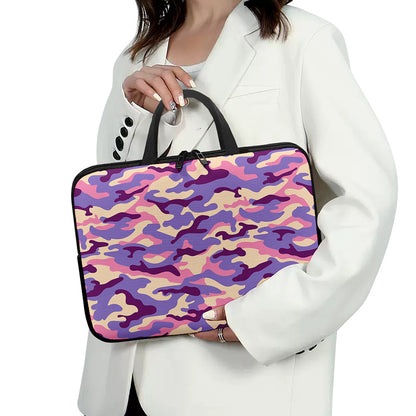 Pastel Purple Camouflage Print Laptop Sleeve With Handle
