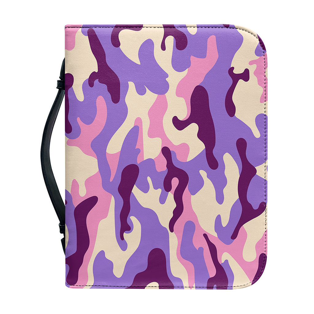 Pastel Purple Camouflage Print Leather Bible Cover