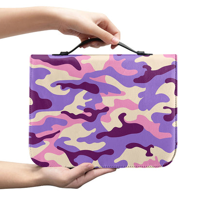 Pastel Purple Camouflage Print Leather Bible Cover