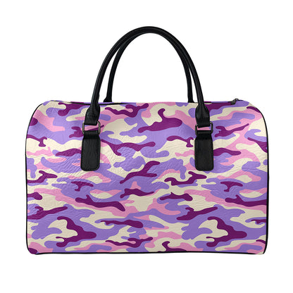 Pastel Purple Camouflage Print Leather Duffle Bag