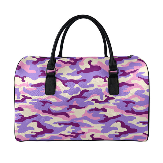 Pastel Purple Camouflage Print Leather Duffle Bag