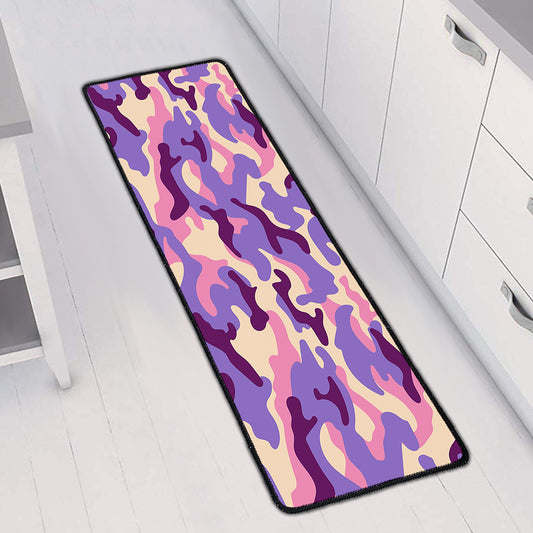 Pastel Purple Camouflage Print Long Kitchen Mat