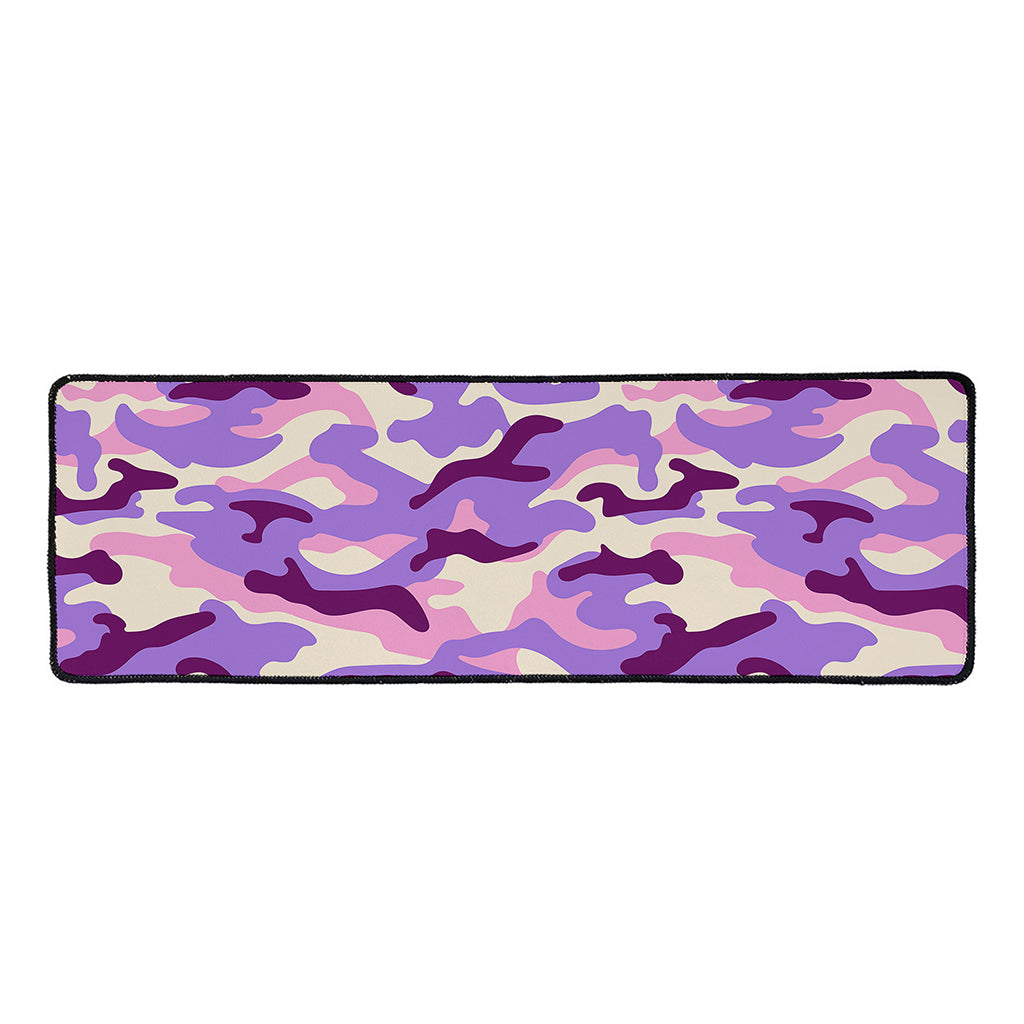 Pastel Purple Camouflage Print Long Kitchen Mat