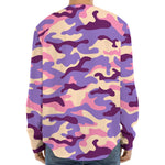Pastel Purple Camouflage Print Long Sleeve Baseball Jersey