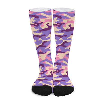 Pastel Purple Camouflage Print Long Socks