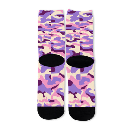 Pastel Purple Camouflage Print Long Socks