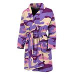 Pastel Purple Camouflage Print Men's Bathrobe