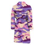 Pastel Purple Camouflage Print Men's Bathrobe