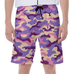 Pastel Purple Camouflage Print Men's Beach Shorts