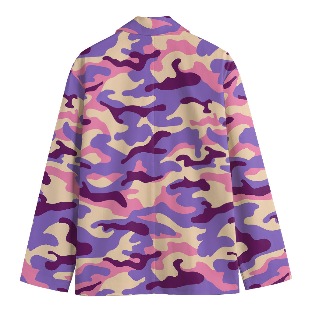 Pastel Purple Camouflage Print Men's Blazer