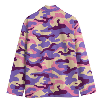 Pastel Purple Camouflage Print Men's Blazer
