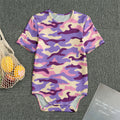 Pastel Purple Camouflage Print Men's Bodysuit
