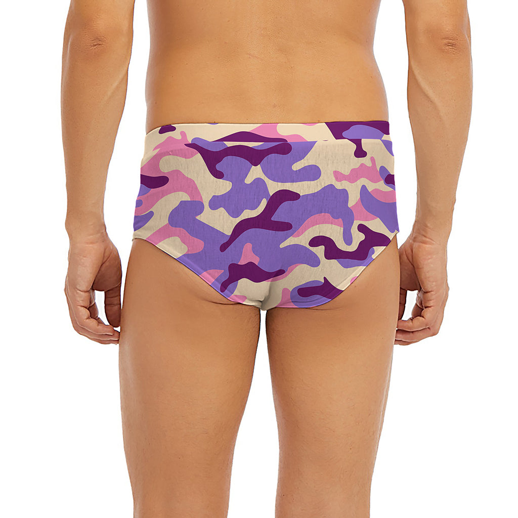 Pastel Purple Camouflage Print Men's Briefs