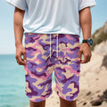 Pastel Purple Camouflage Print Men's Cargo Shorts