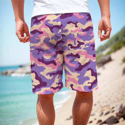 Pastel Purple Camouflage Print Men's Cargo Shorts