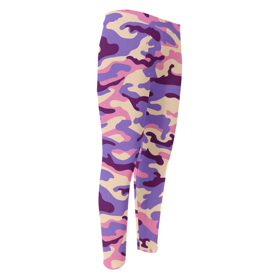 Pastel Purple Camouflage Print Men's Compression Pants