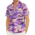 Pastel Purple Camouflage Print Men's Deep V-Neck Shirt