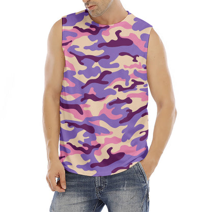 Pastel Purple Camouflage Print Men's Fitness Tank Top